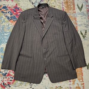 Henry Grethel Wool Blend Blazer Mens 52 L Sport Coat Striped Preppy Academic